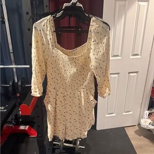 American Eagle Outfitters Cream and Blue Floral Dress